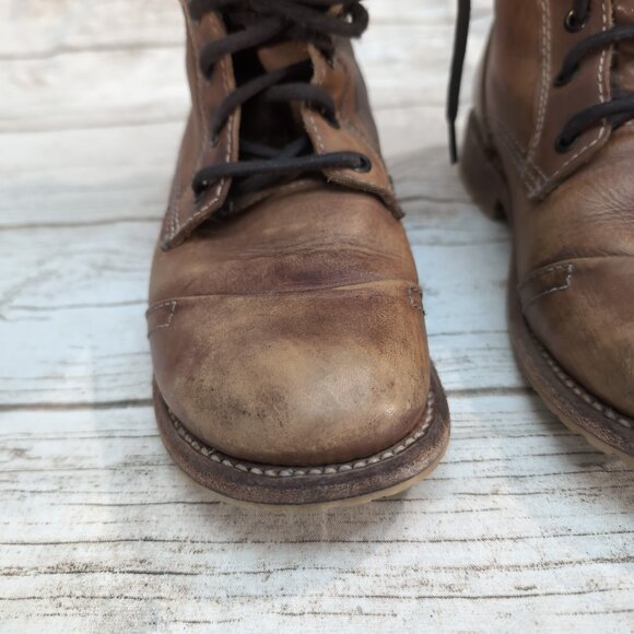 Bed Stu Handmade Leather Combat Boots Brown Goodyear Welt – Men’s 8 - Picture 3 of 12